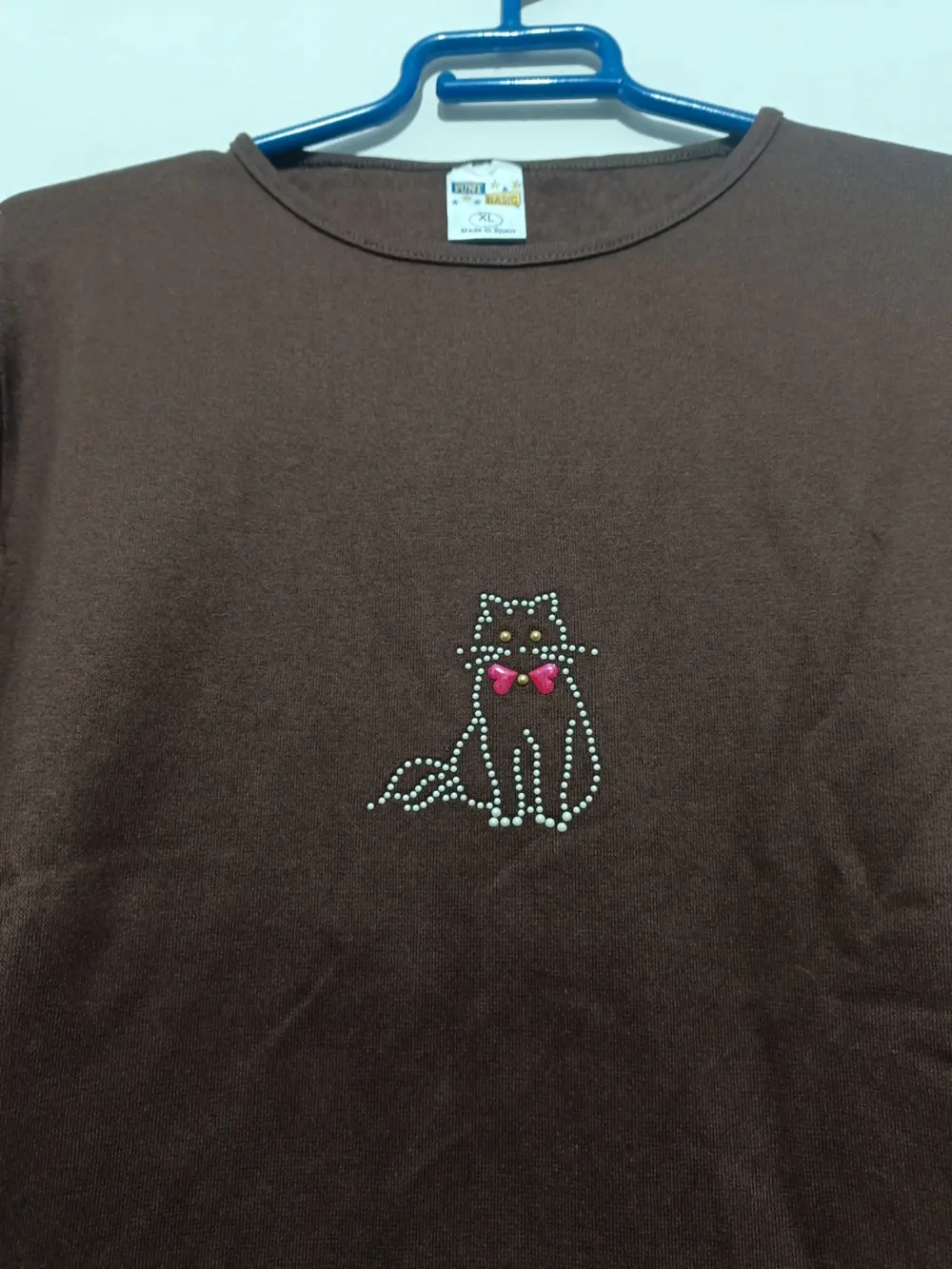 Camiseta manga larga con gato en relieve 50% algodon Punt basic talla XL, foto 2