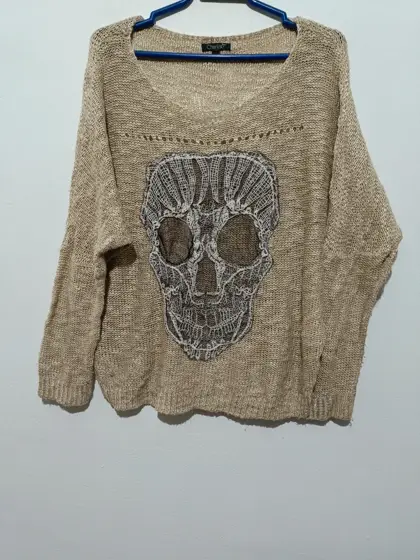 Jersey cardigan patrón de calavera Charlise talla L