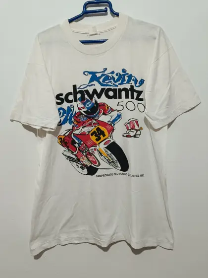 Camiseta vintage Kevin Schuantz 500cc G.P. Jerez 1993 talla M/L ver medidas