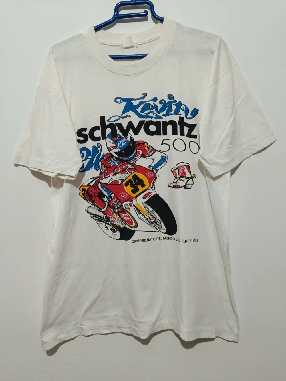 Camiseta vintage Kevin Schuantz 500cc G.P. Jerez 1993 talla M/L ver medidas