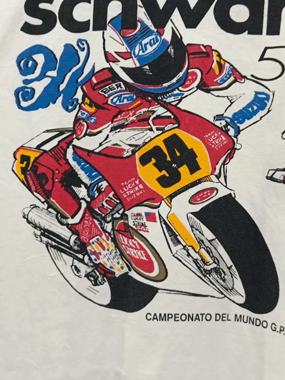 Camiseta vintage Kevin Schuantz 500cc G.P. Jerez 1993 talla M/L ver medidas, foto 2