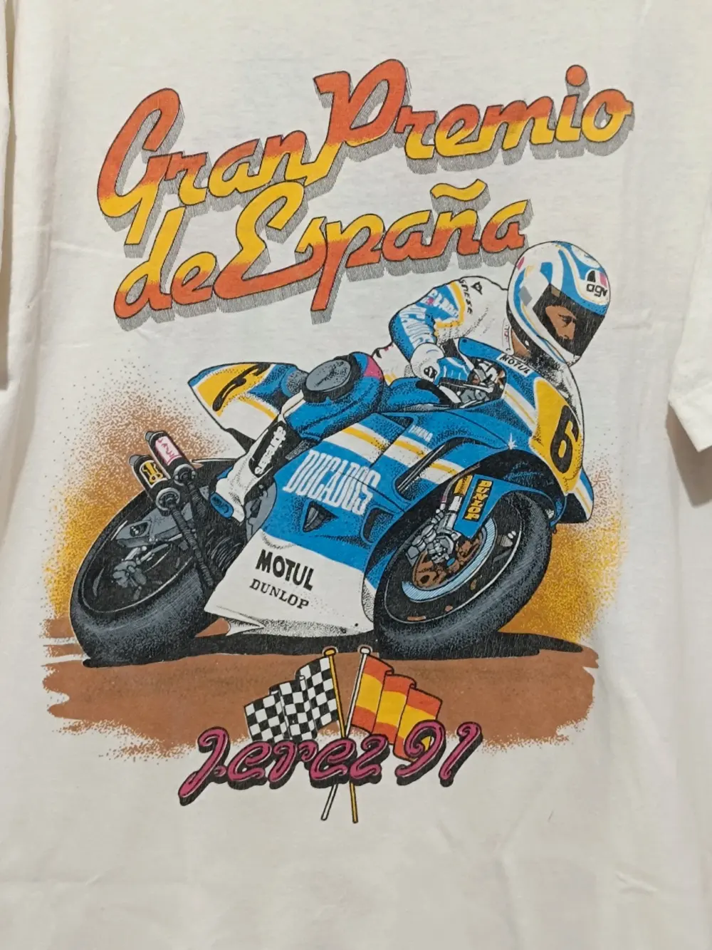 Camiseta vintage Gran Premio de España Jerez 1991 Motul Ducados Dunlop talla M/L ver medidas, foto 2