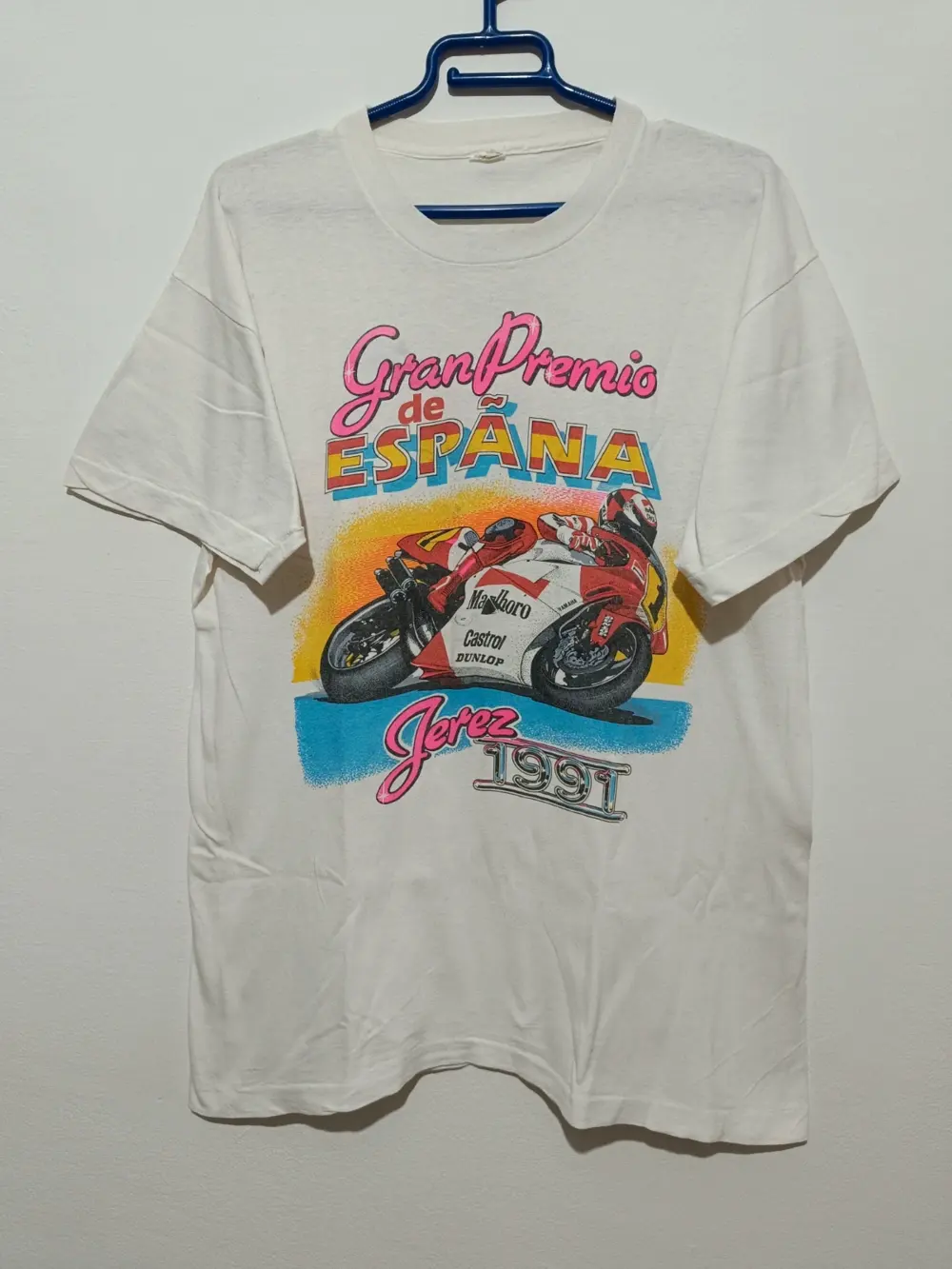 Camiseta vintage Gran Premio España Jerez Malboro Castrol Dunlop año 91 talla M ver medidas