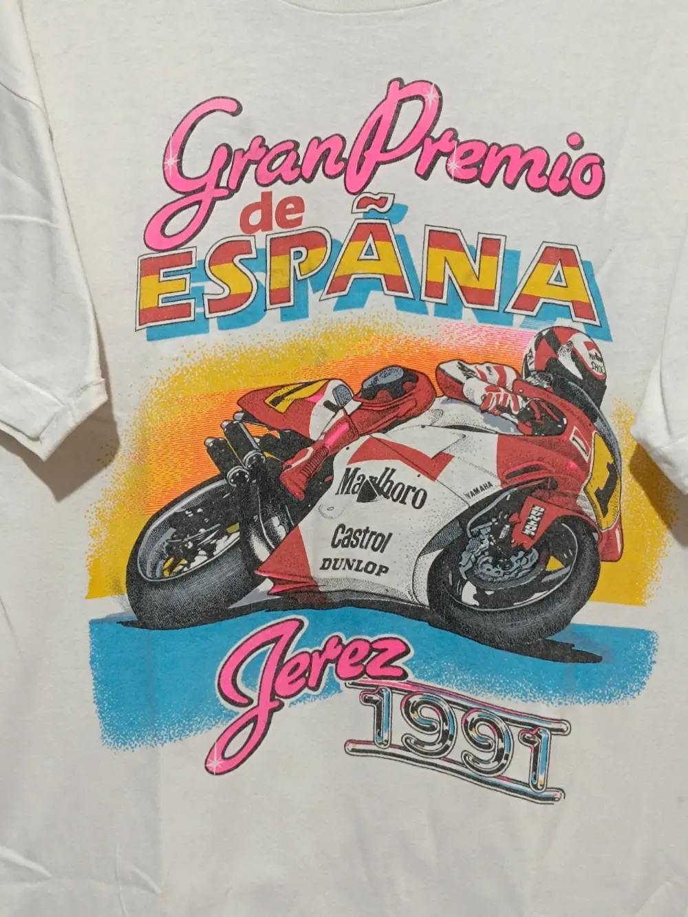 Camiseta vintage Gran Premio España Jerez Malboro Castrol Dunlop año 91 talla M ver medidas, foto 2