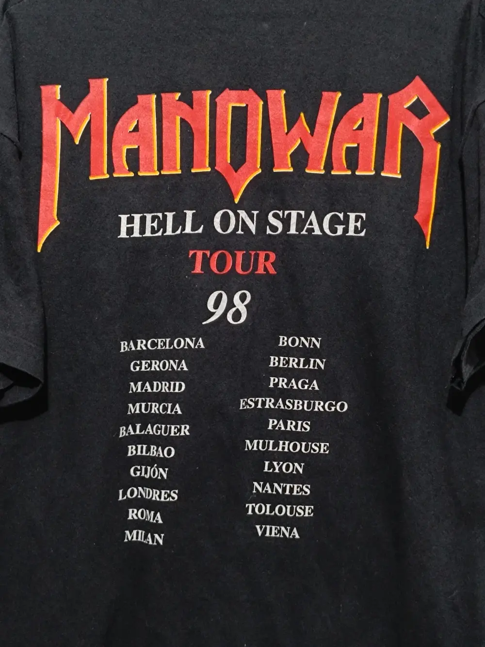 Camiseta vintage Manowar Hell on stage tour 98' talla XL Screen stars, foto 5