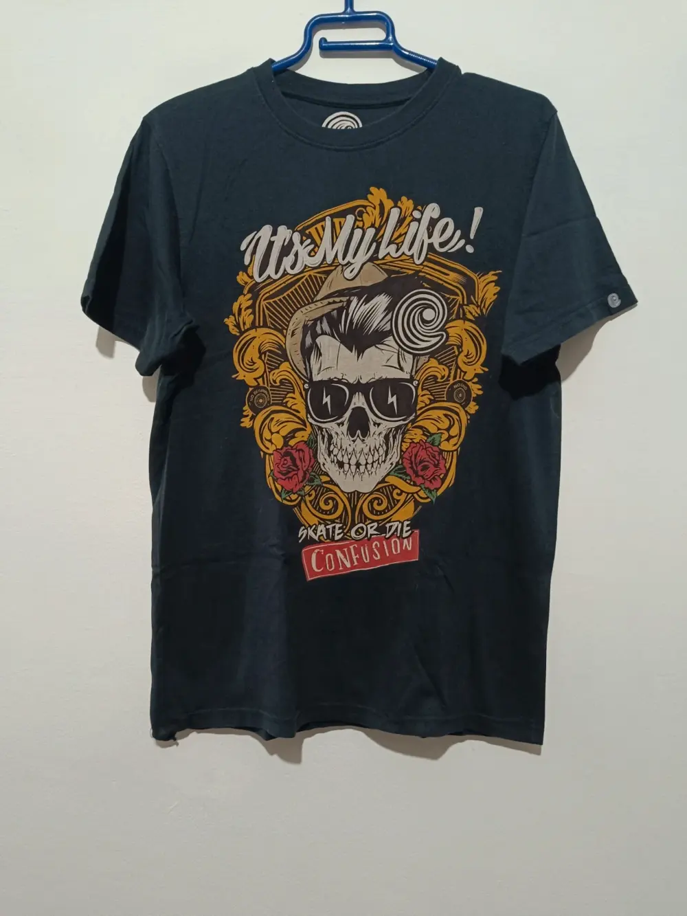 Camiseta Calavera Skate or die Confusion talla S made in India