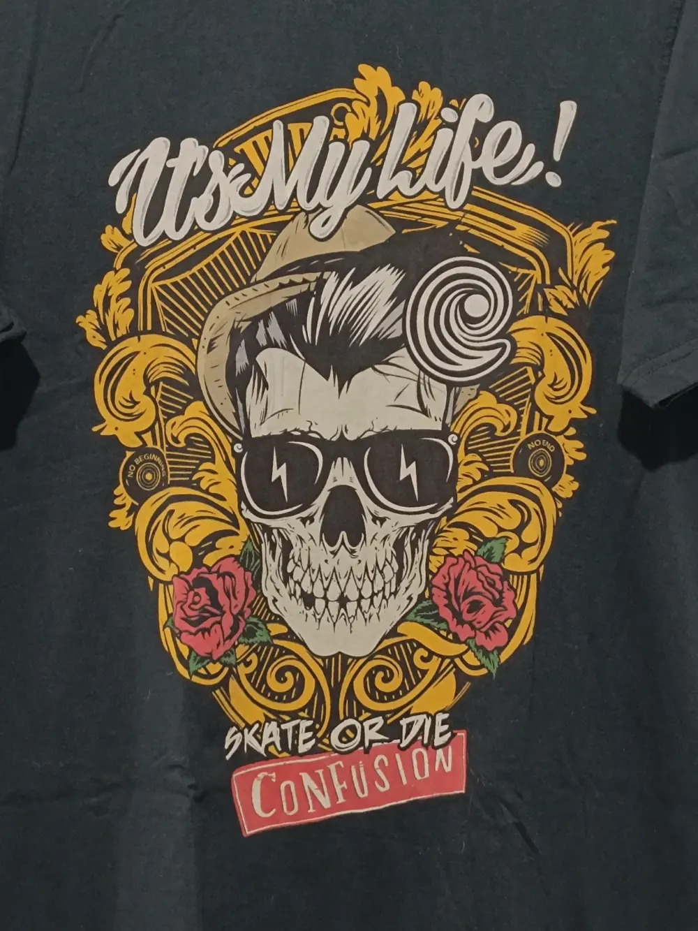 Camiseta Calavera Skate or die Confusion talla S made in India, foto 2