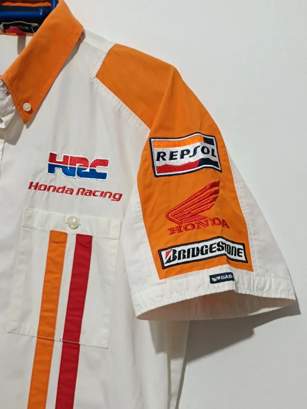 Camisa vintage Honda Racing Repsol Gas talla L sirve para M ver medidas, foto 3