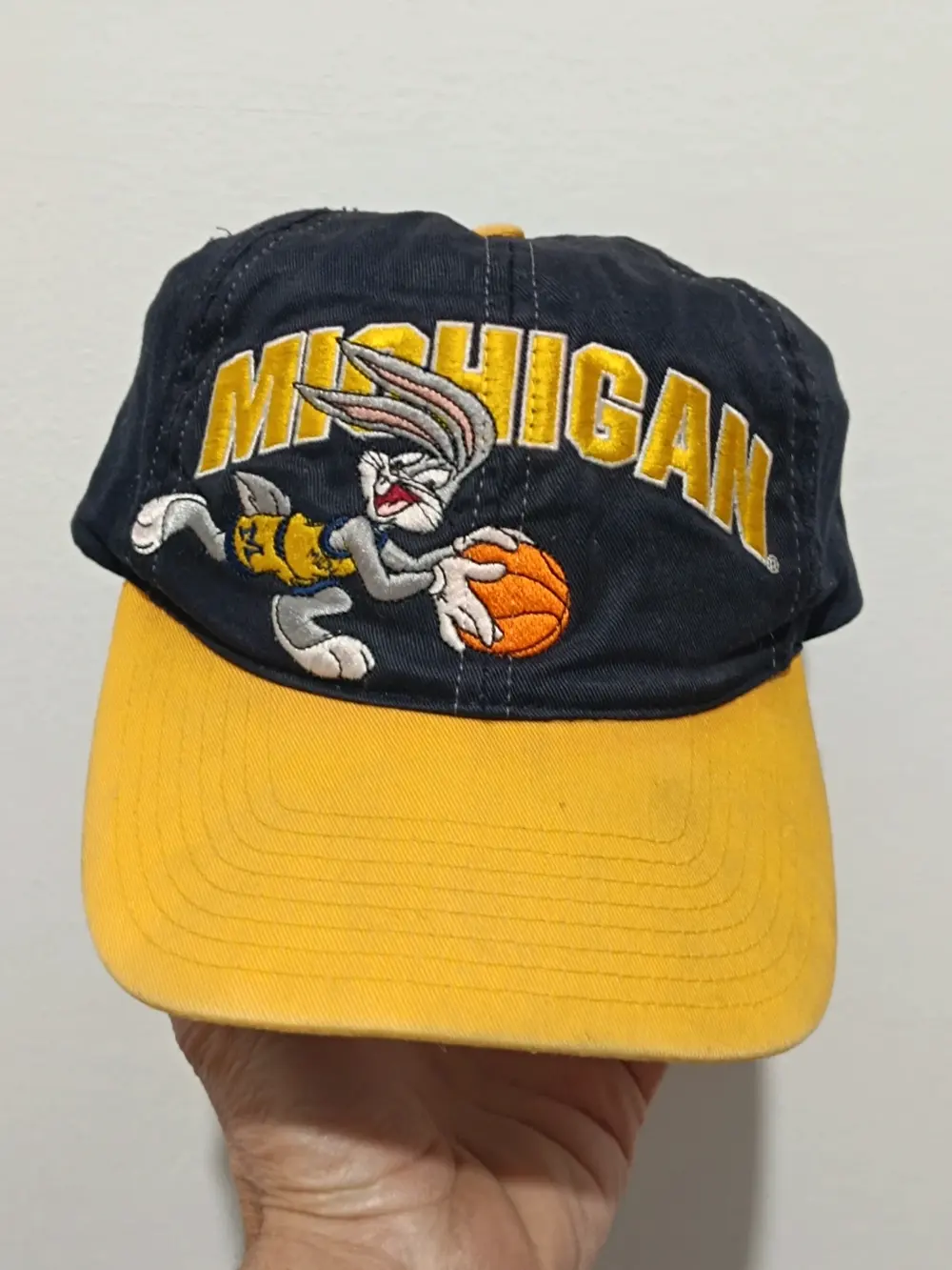 Gorra retro vintage Míchigan Wolverine Bugs Bunny Warner Bros años 1996 ajustable adulto unisex