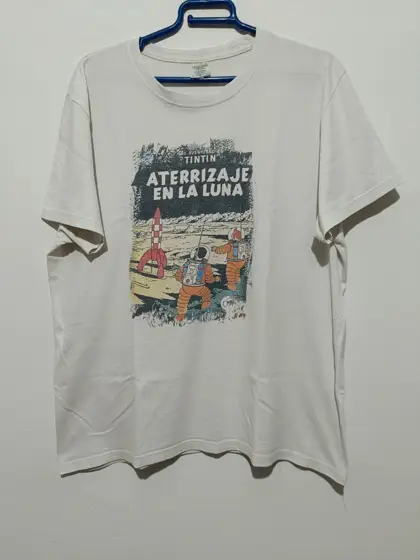 Camiseta Retro vintage Las Aventuras de Tintin Aterrizaje en la luna años 90 talla L Keya