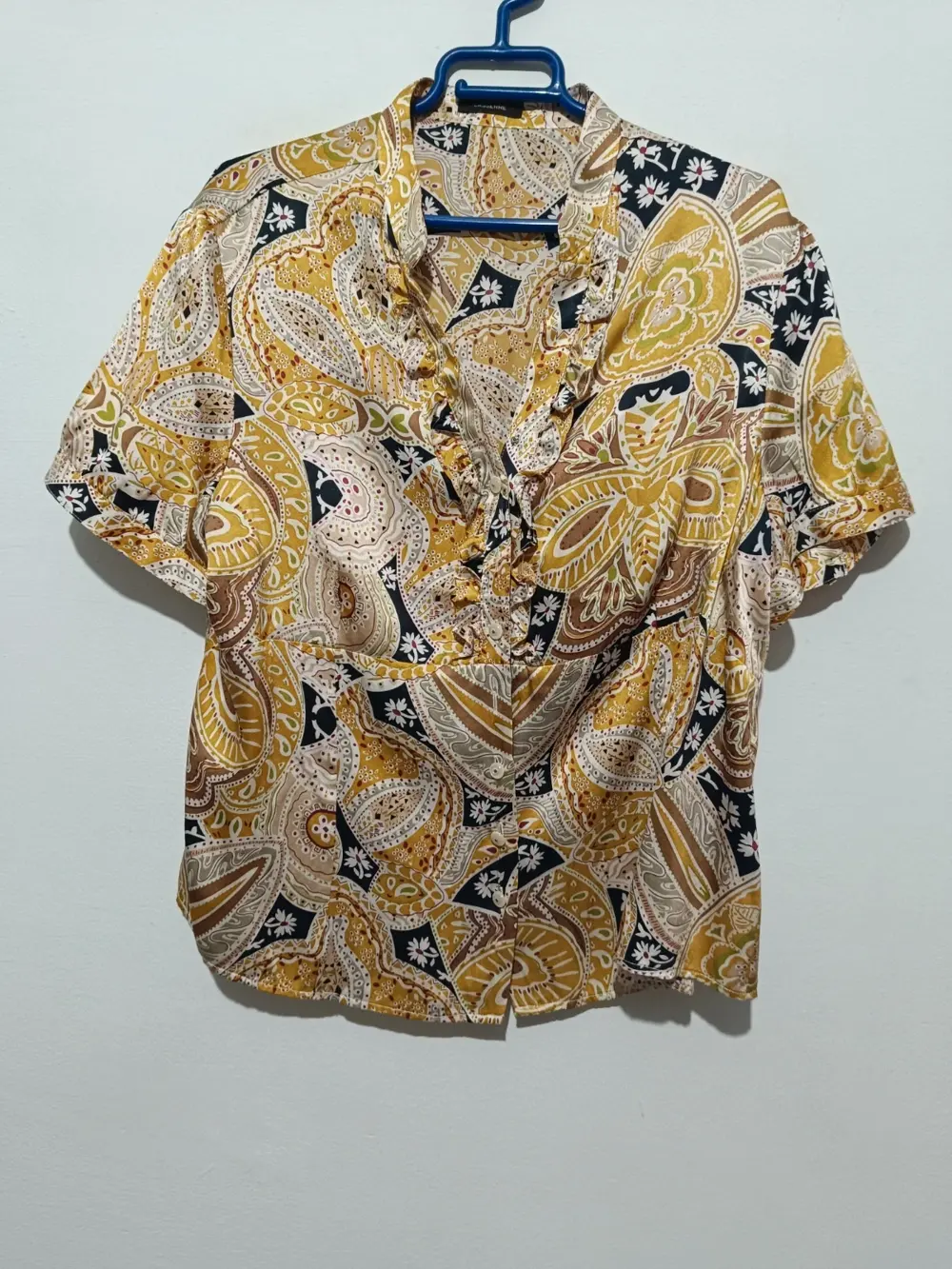 Camisa blusa estampada seda Lasserre talla 48 ver medidas