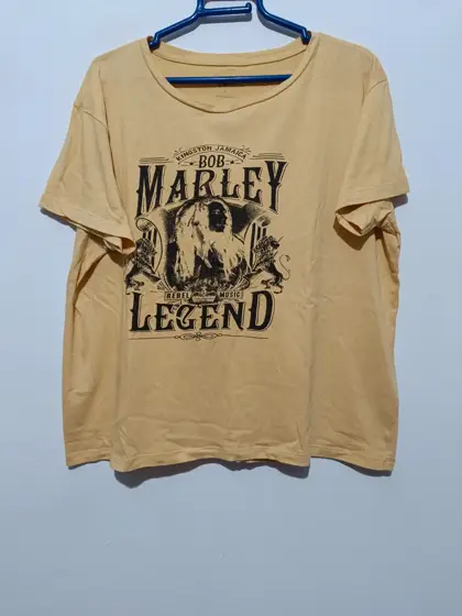 Camiseta Bob Marley Legend algodón organico talla L ver medidas