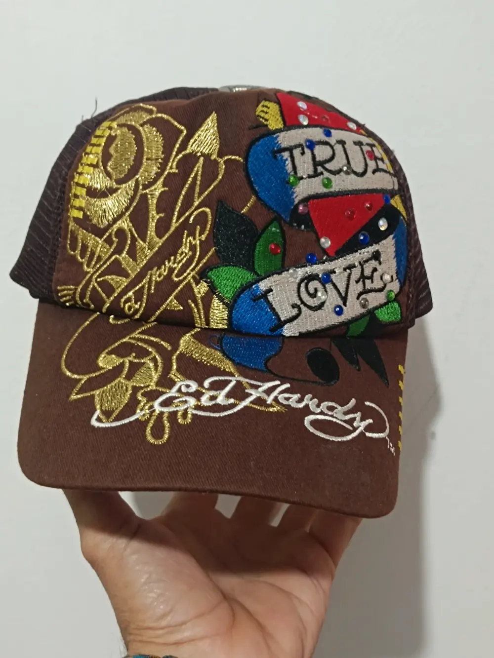 Gorra trucker vintage Y2K Ed Hardy talla única ajustable adulto unisex