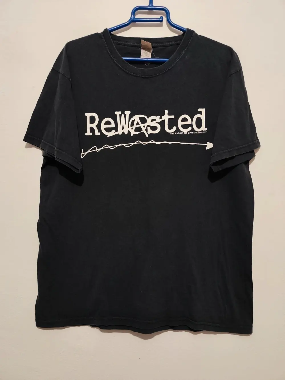 Camiseta vintage manga corta Rewasted Power Techno talla L Fruit of the loom