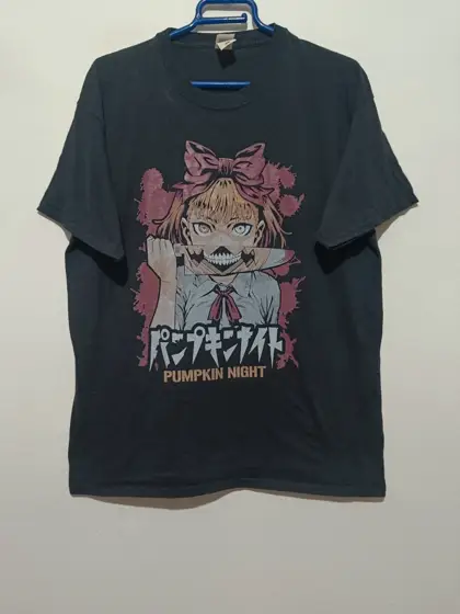 Camiseta vintage Halloween Pumpkin Night talla L Fruit of the loom