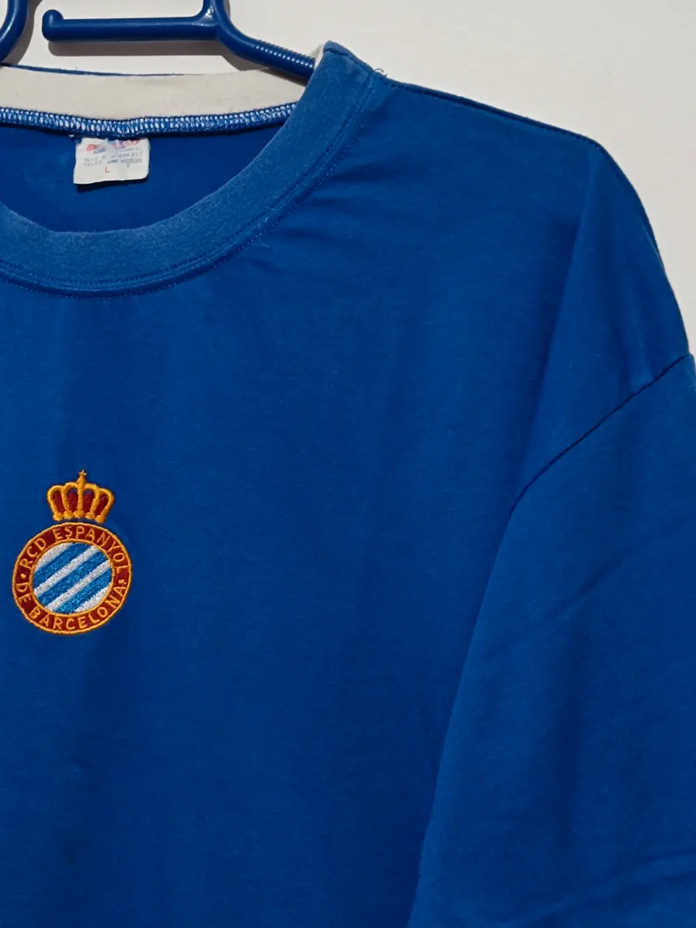 Camiseta vintage RCD Espanyol logo central D'polos talla L, foto 3