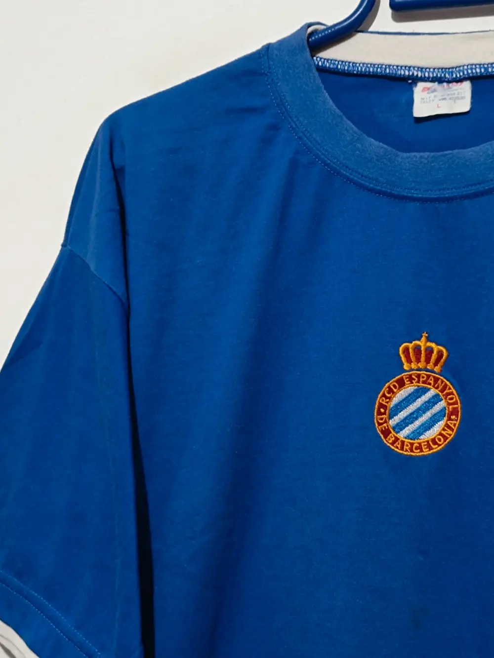 Camiseta vintage RCD Espanyol logo central D'polos talla L, foto 4