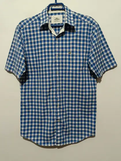 Camisa a cuadros manga corta Lacoste regular fit talla 38 ver medidas