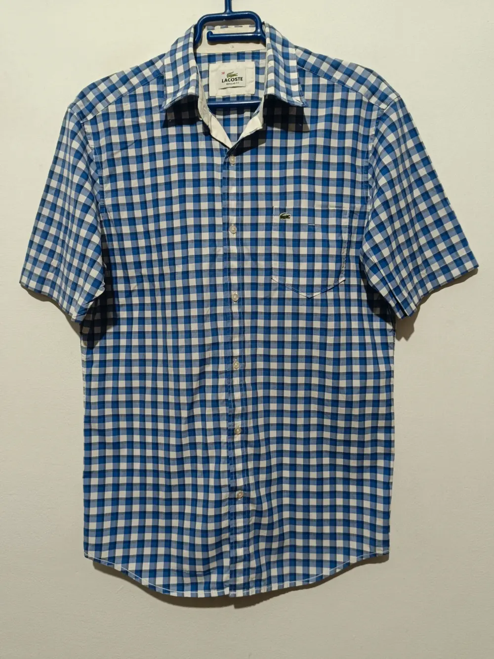 Camisa a cuadros manga corta Lacoste regular fit talla 38 ver medidas
