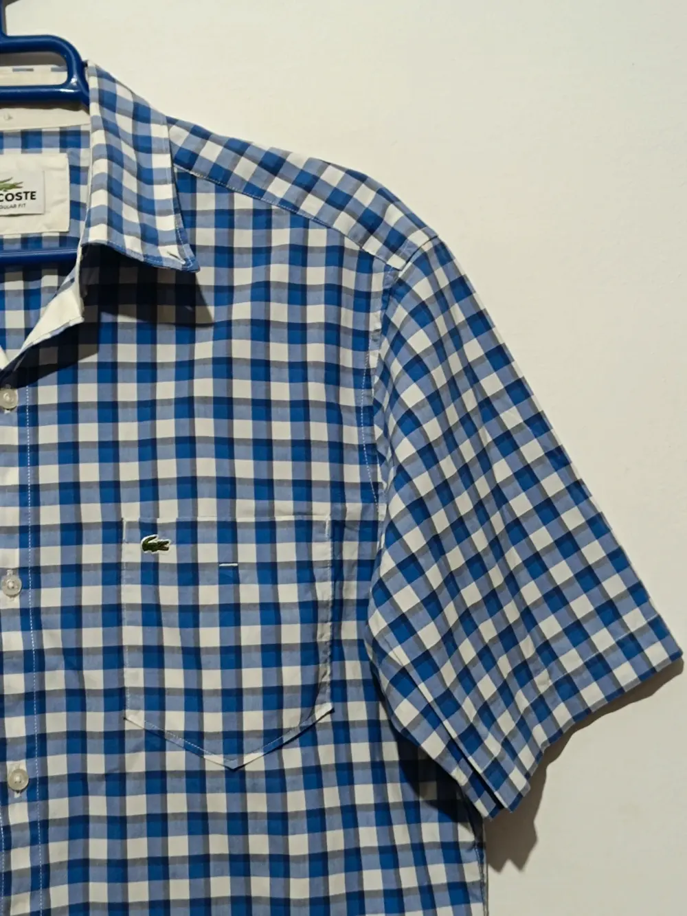 Camisa a cuadros manga corta Lacoste regular fit talla 38 ver medidas, foto 2