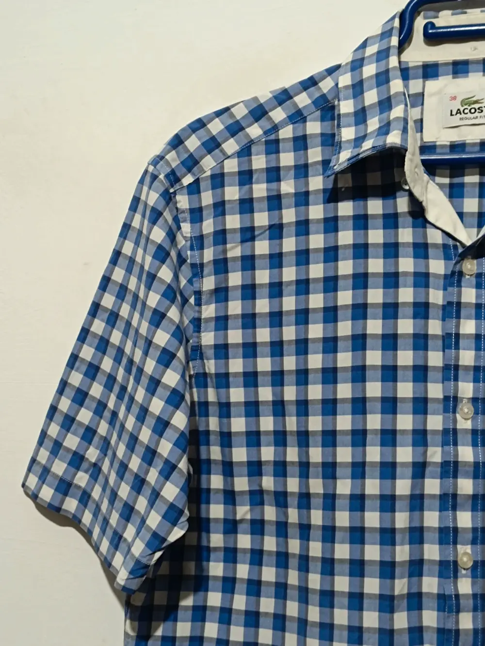Camisa a cuadros manga corta Lacoste regular fit talla 38 ver medidas, foto 3