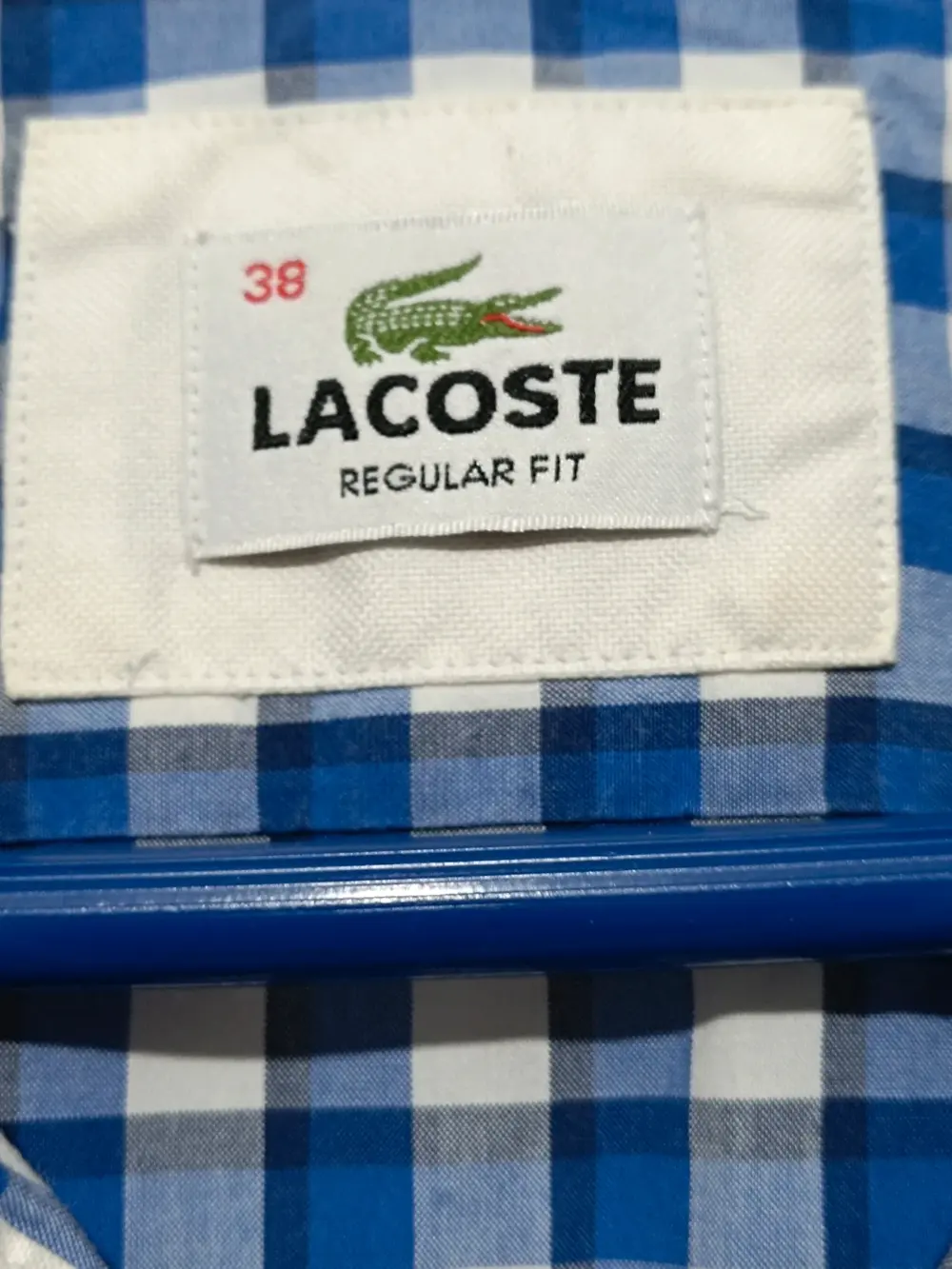 Camisa a cuadros manga corta Lacoste regular fit talla 38 ver medidas, foto 4