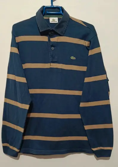 Polo a rayas manga larga Lacoste talla M ver medidas