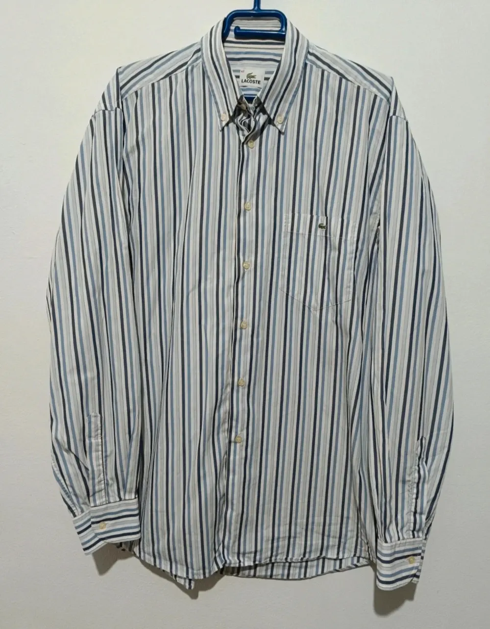 Camisa a rayas manga larga Lacoste talla 42 L*