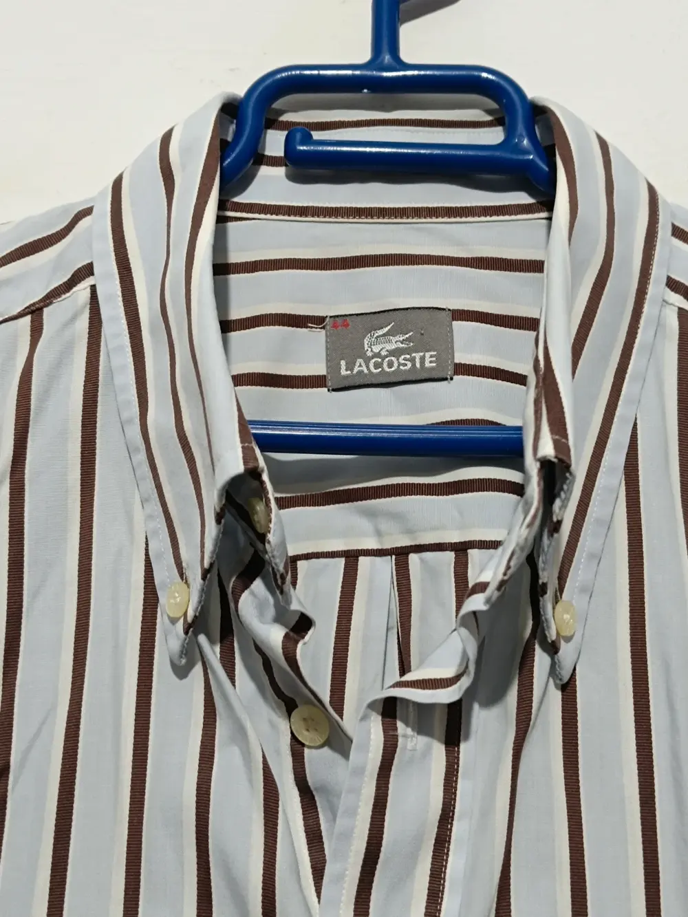 Camisa a rayas manga larga Lacoste talla 44 equivale a una XL ver medidas, foto 2