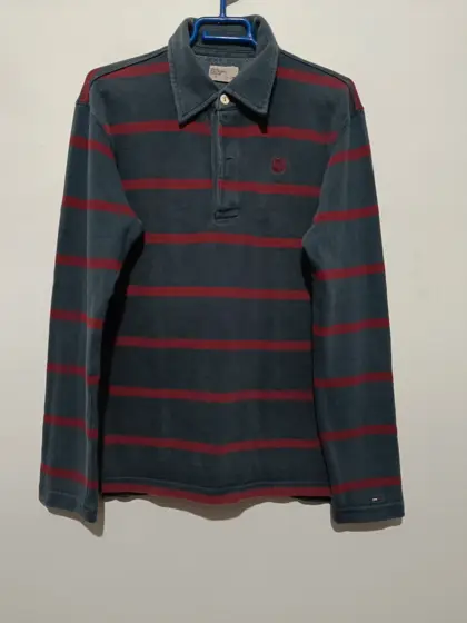 Polo jersey a rayas vintage Y2K Tommy Hilfiger Denim 85 talla S