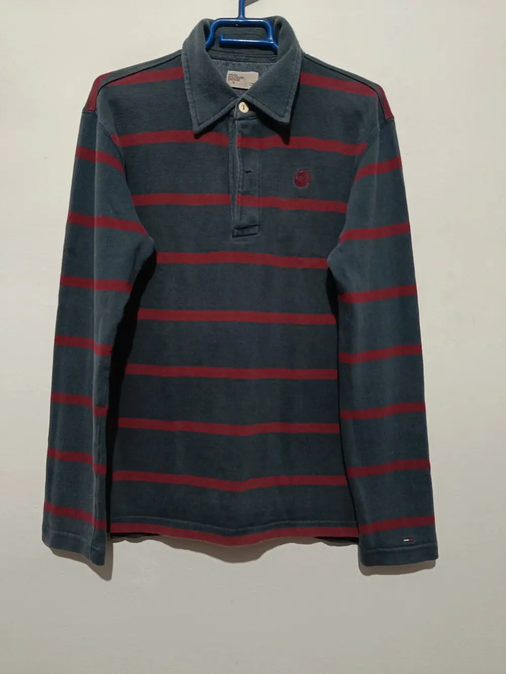 Polo jersey a rayas vintage Y2K Tommy Hilfiger Denim 85 talla S