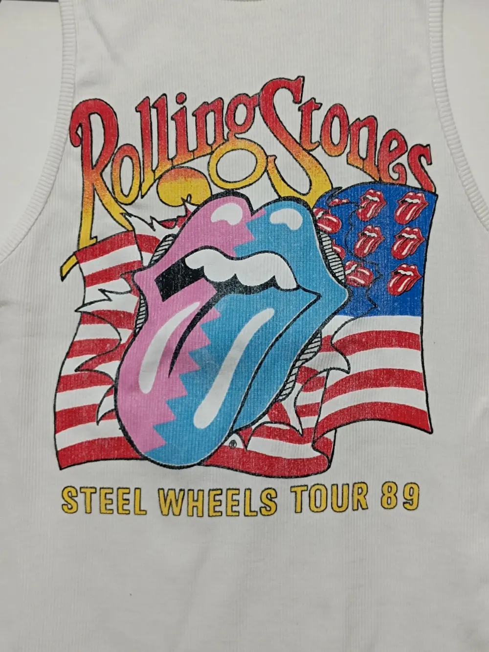 Camiseta top Y2K Rolling Stones steel wheels tour 89 Stradivarius talla S, foto 2