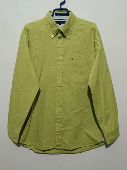 Camisa verde lima lisa Tommy Hilfiger talla L ver medidas