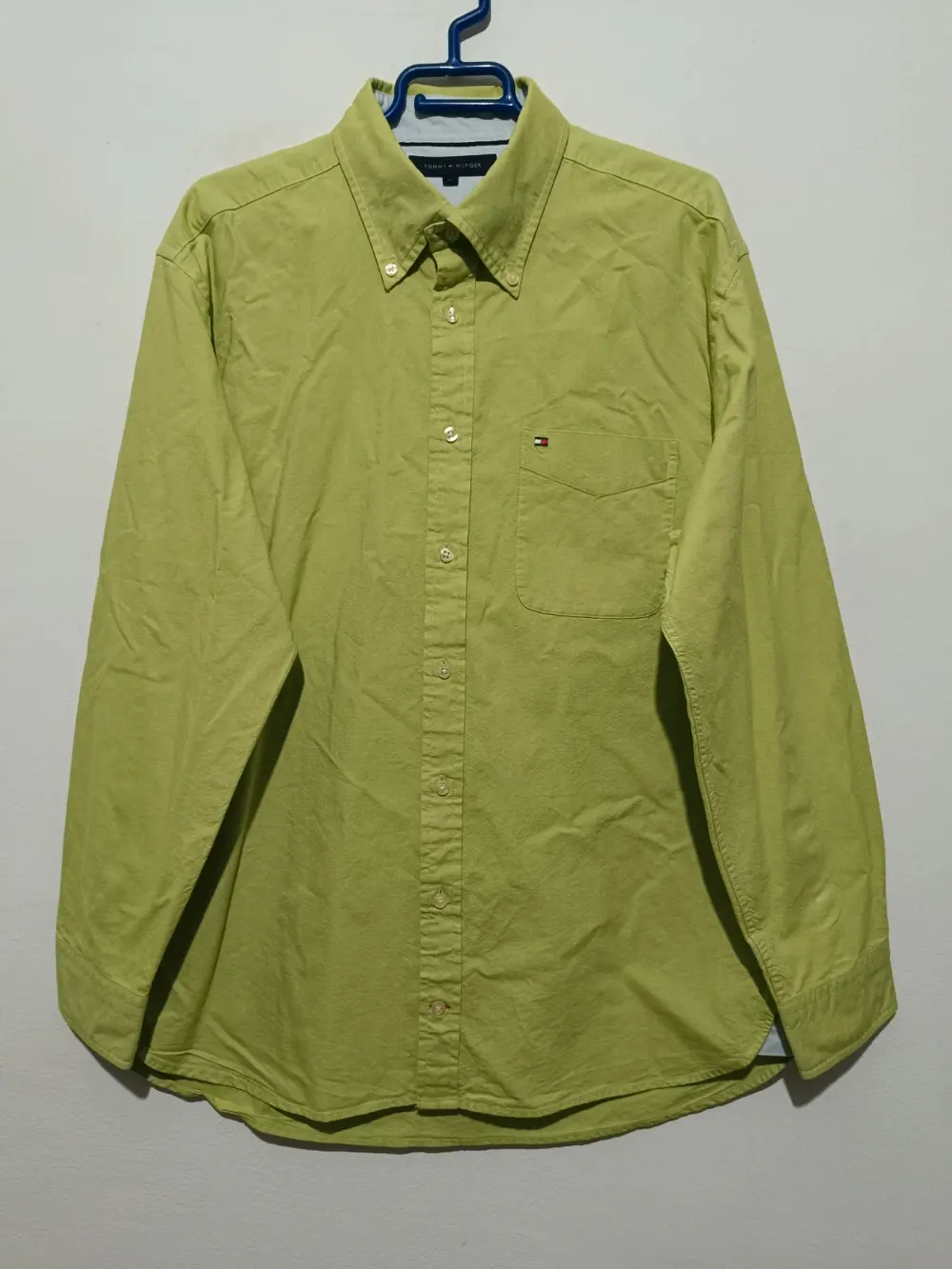 Camisa verde lima lisa Tommy Hilfiger talla L ver medidas