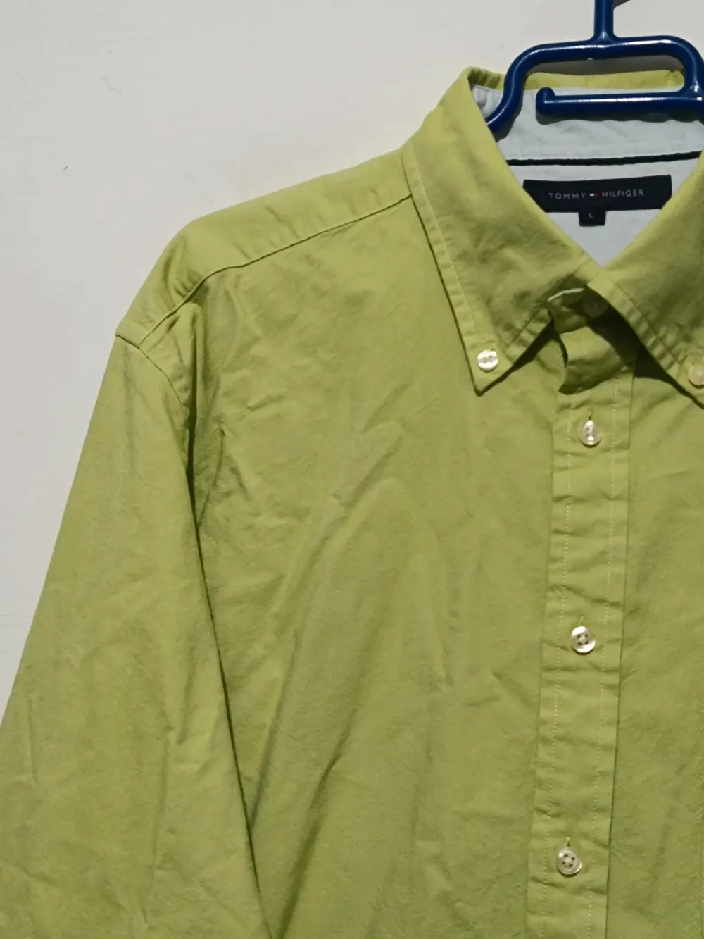Camisa verde lima lisa Tommy Hilfiger talla L ver medidas, foto 5