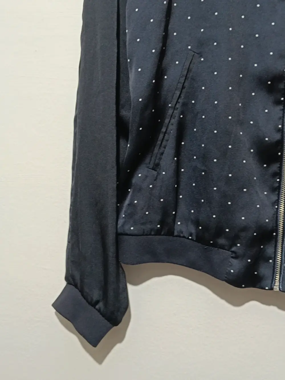Chaqueta bomber topos azul Stradivarius talla M, foto 3