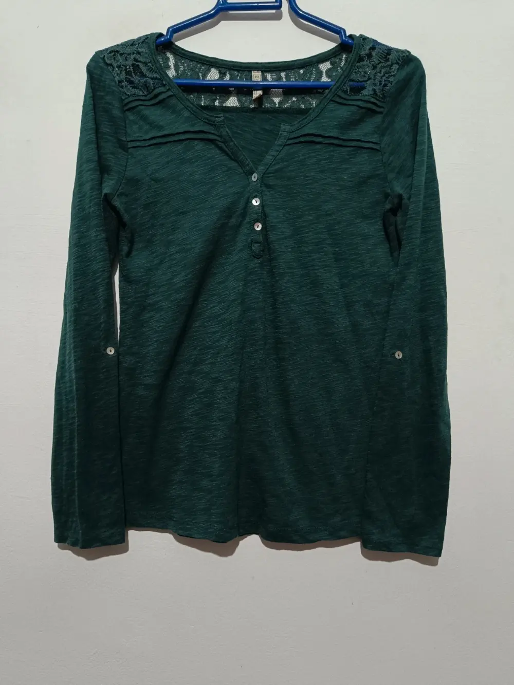 Camisa blusa manga larga Verde oscuro Bershka talla M