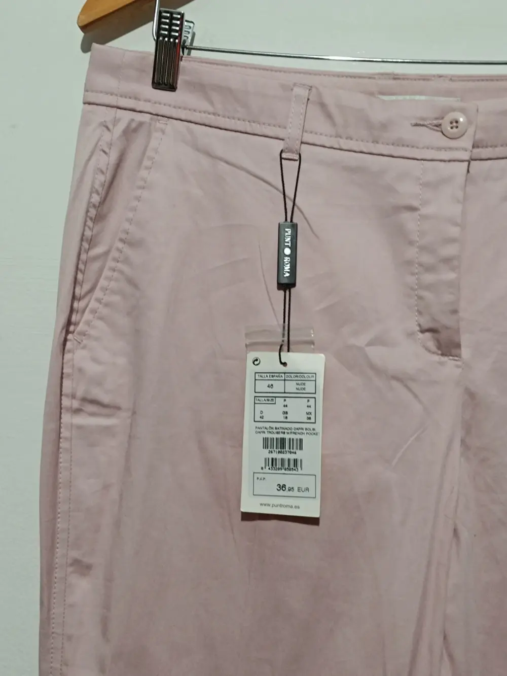 Pantalón satinado Capri rosa Punt Roma talla 46, foto 3