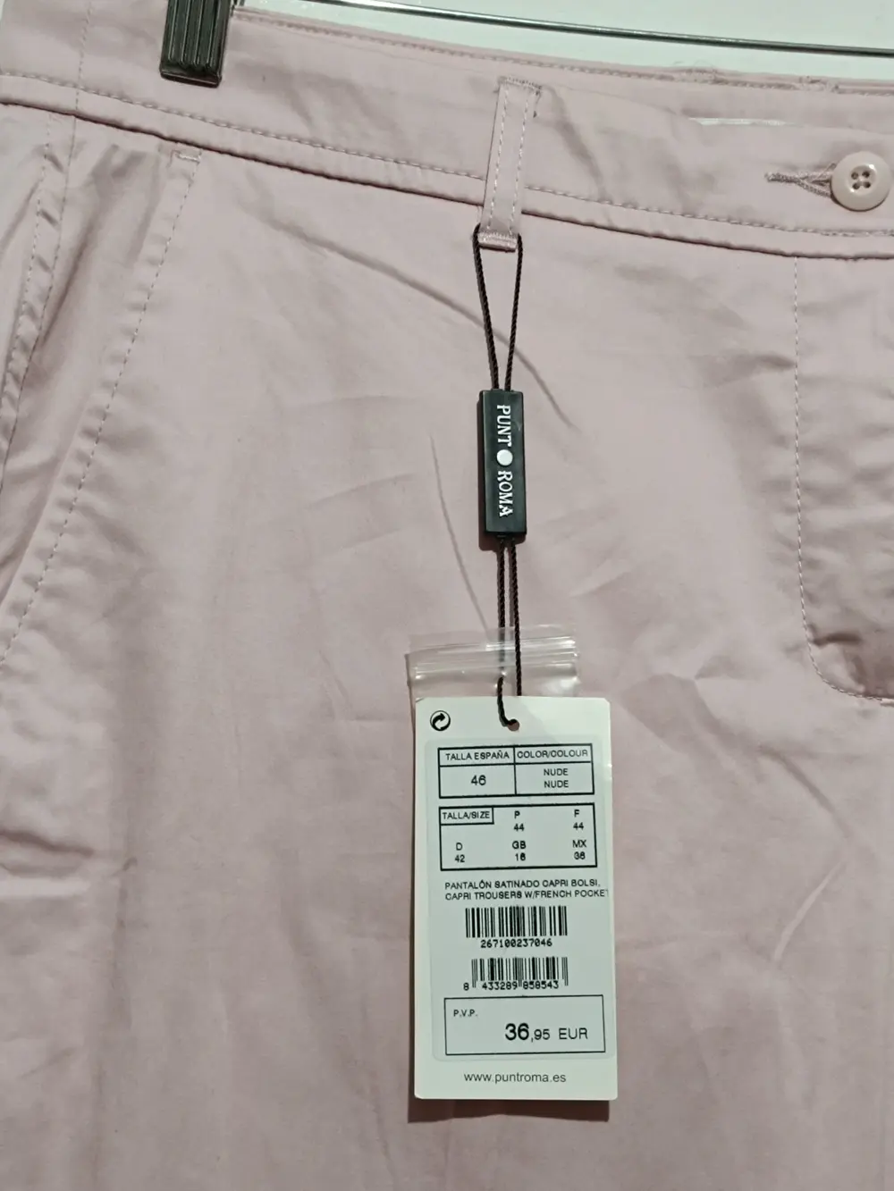 Pantalón satinado Capri rosa Punt Roma talla 46, foto 5