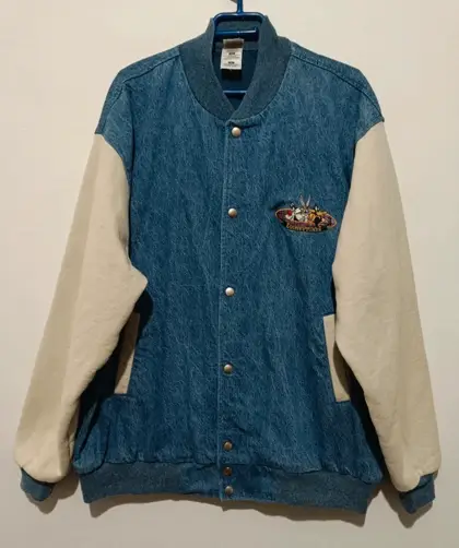 Chaqueta vaquera bomber vintage años 90 Looney Tunes talla XL Fruit of the Loom Super cotton*