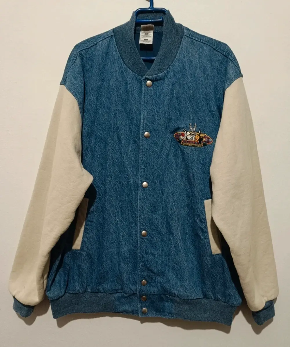 Chaqueta vaquera bomber vintage años 90 Looney Tunes talla XL Fruit of the Loom Super cotton*