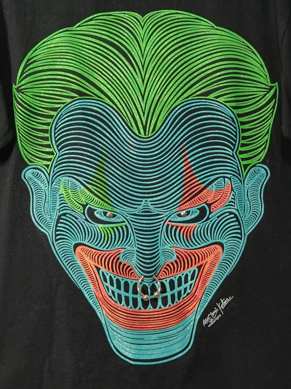 Camiseta Joker Neon 3D Big face Rock Chang talla M, foto 2
