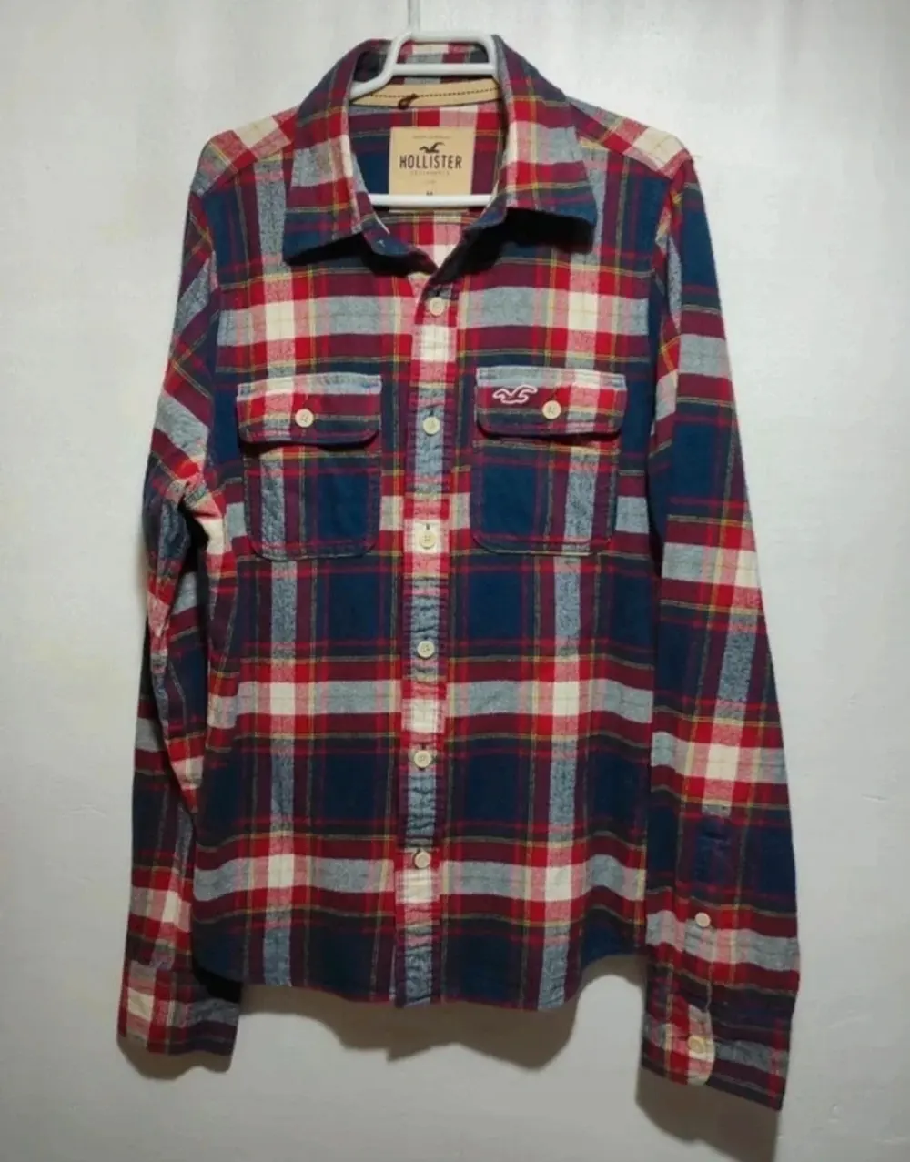 Camisa a cuadros 💯% cotton manga larga Hollister talla M*