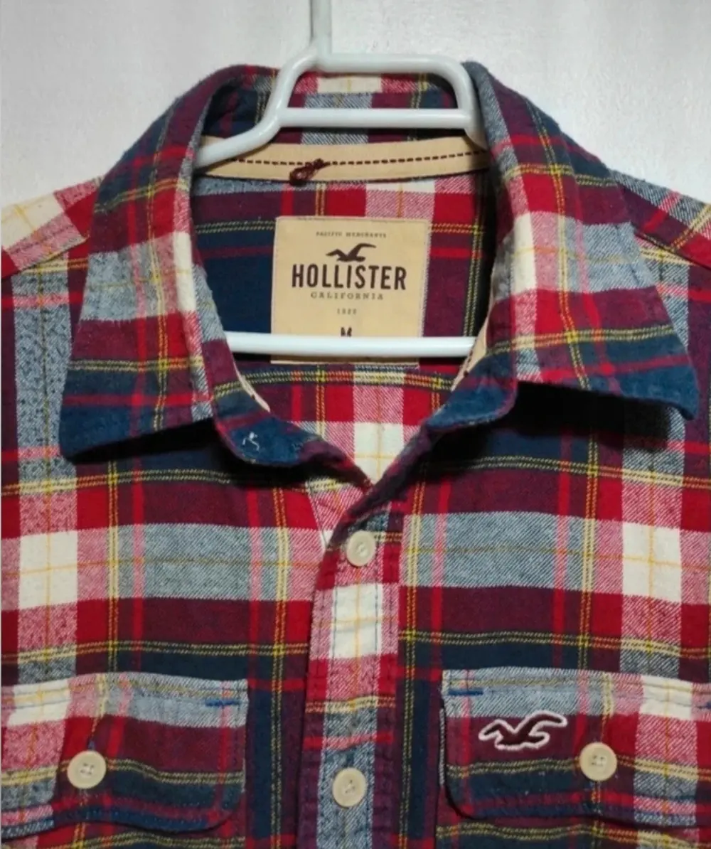 Camisa a cuadros 💯% cotton manga larga Hollister talla M*, foto 2