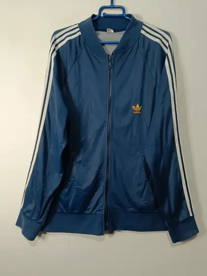 Chaqueta deportiva Adidas Ventex azul marino vintage de los años 70, talla L ver medidas