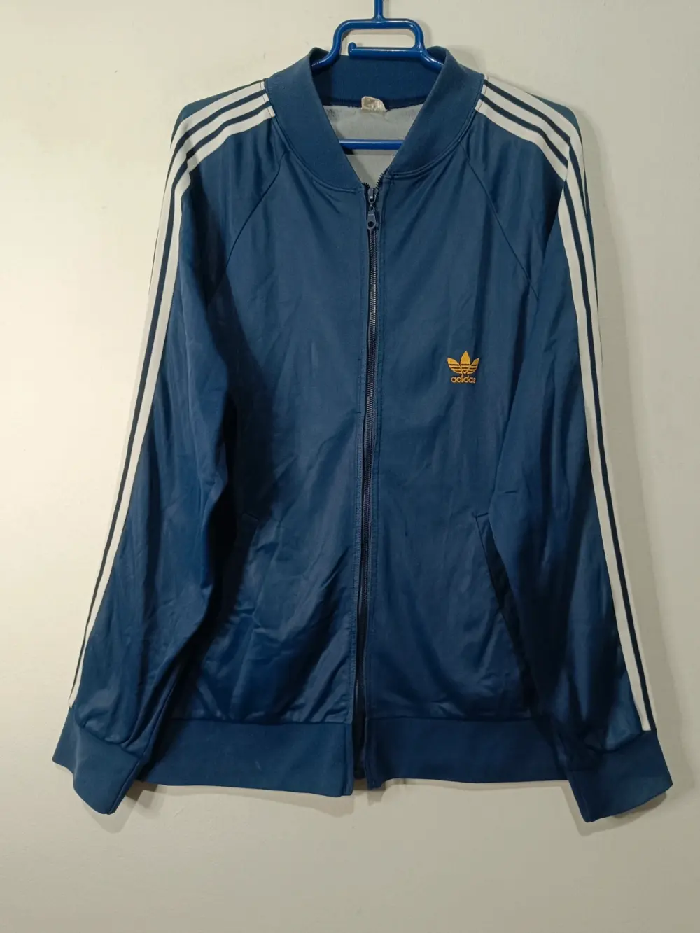 Chaqueta deportiva Adidas Ventex azul marino vintage de los años 70, talla L ver medidas