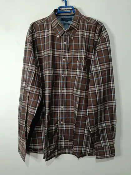 Camisa manga larga a cuadros Tommy Hilfiger custom fit talla XXL ver medidas