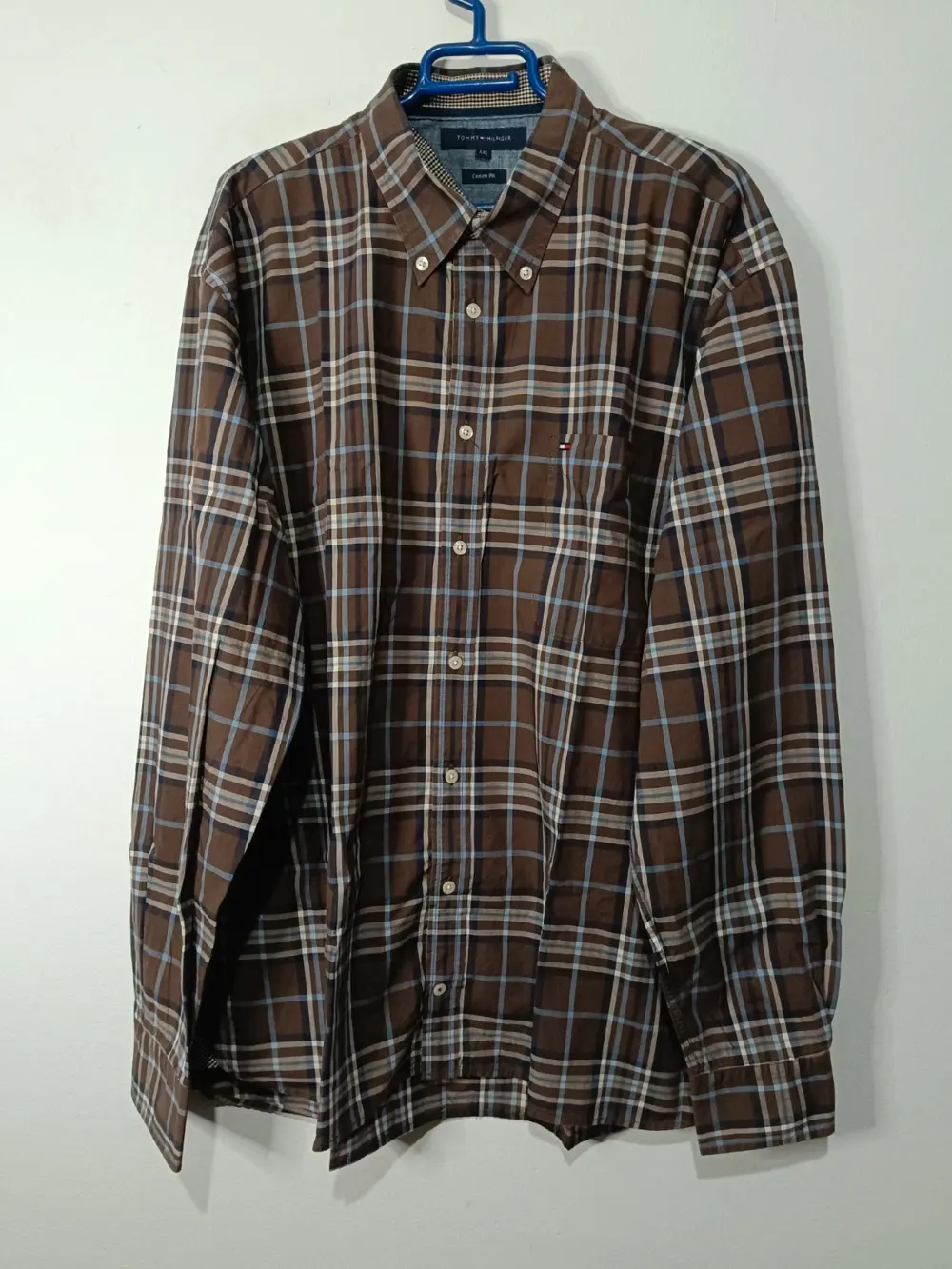 Camisa manga larga a cuadros Tommy Hilfiger custom fit talla XXL ver medidas