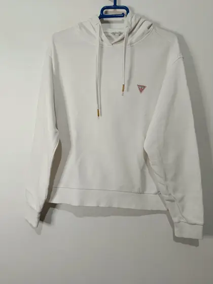 Sudadera blanca con capucha Guess Iconic Reg mini TriangTalla S