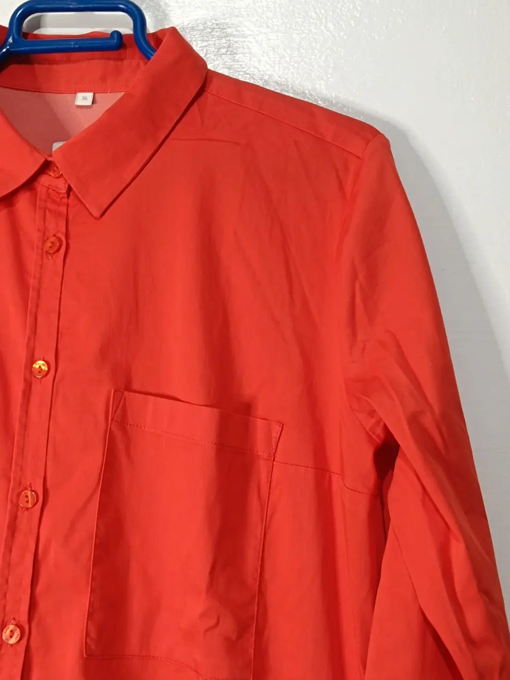 Vestido camisero midi manga larga en un tono rojo Milano Italy talla 36, foto 5
